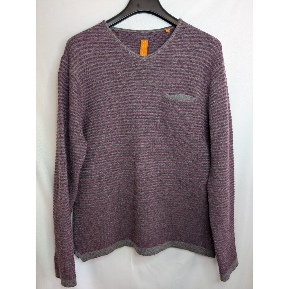 Men’s Large Verticals Robert Comstock Wool/nylon Sweater With Pocket